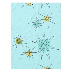 Robin's Egg Blue Atomic Starbursts Tablecloth Tafelkleed
