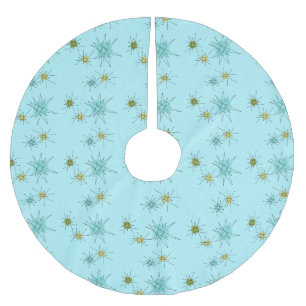 Robin's Egg Blue Atomic Starbursts Tree Skirt Kerstboom Rok