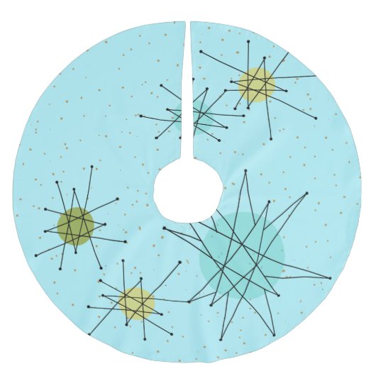 Robin's Egg Blue Atomic Starbursts Tree Skirt Kerstboom Rok (Voorkant)