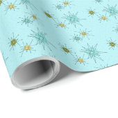 Robin's Egg Blue Atomic Starbursts Wrapping Paper Cadeaupapier (Rol Hoek)