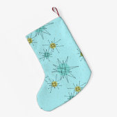 Robin's Egg Blue Atomic Starbursts Xmas Stocking Kleine Kerstsok (Achterkant (Hangend))