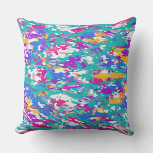 Robin's Egg Blue en Fuchsia Spin Art 3987 Buitenkussen