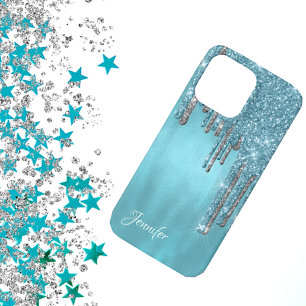 Robins Egg Blue Glitter Drivers iPhone 13 Pro Hoesje