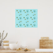 Robin's Egg Blue Iconic Atomic Starbursts Poster (Keuken)