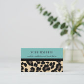 Robin's Egg Blue is lovend in Leopard. Visitekaartje (Staand voorkant)