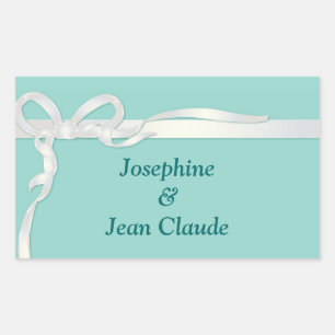 Robin's Egg Blue Jewelry Box met White Ribbon Rechthoekige Sticker