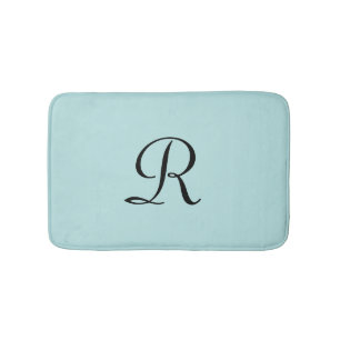 Robin's Egg Blue Monogrammed Minimalist Plush Badmat