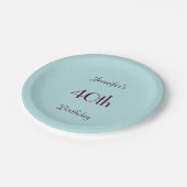 Robin's Egg Blue Name 40th Birthday Party Simple Papieren Bordje (Gekanteld)