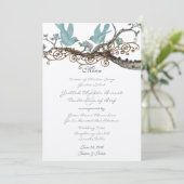 Robin's Egg Blue  Tortelduifjes Wedding Menu (Staand voorkant)