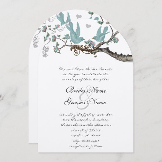  Robin's Egg Blue Wedding Invitations Kaart (Voorkant / Achterkant)