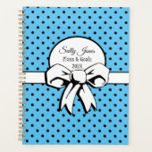 Robin's Egg Blue White Bow Polka Dots gepersonalis Planner (Voorkant)