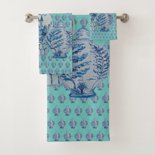Robin's Egg Blue & White Ginger Jars Bad Handdoek (Insitu)