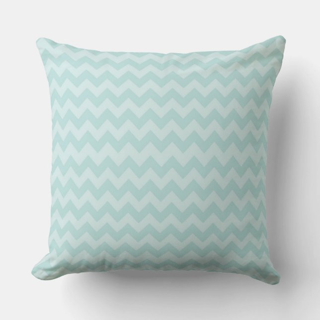 Robins Egg Chevron Aqua Blauwgroen Zig Zag Modern Kussen (Voorkant)