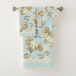 Robins Ei Blauw met Bruine tinten van Bloemen Bad Handdoek