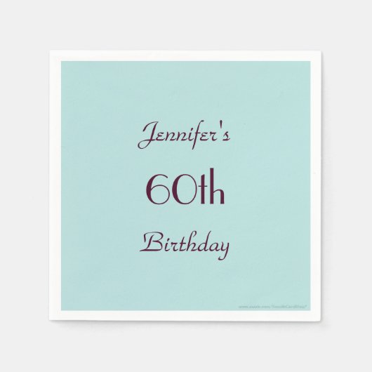 Robins Ei Blauw Papier Servetten 60ste Verjaardag (Voorkant)