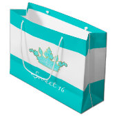 Robins Ei Blauwe Kroon Custom Gift Bag Groot Cadeauzakje (Voorkant Gekanteld)