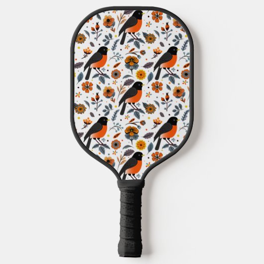 Robins en bloemen pickleball paddle (Achterkant)