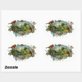 Robins en Forget-Me-Nots Ovale Sticker (Vel)