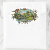 Robins en Forget-Me-Nots Ovale Sticker (Tas)