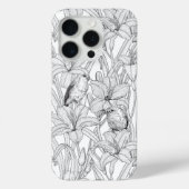 Robins en leliebloemen, zwart en wit Case-Mate iPhone case (Achterkant)