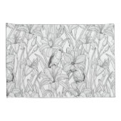 Robins en leliebloemen, zwart en wit kussensloop (Achterkant-Rechts)