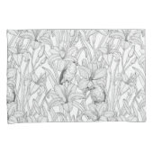 Robins en leliebloemen, zwart en wit kussensloop (Voorkant-Rechts)