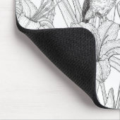 Robins en leliebloemen, zwart en wit muismat (Hoek)