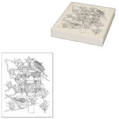 Robins en Magnolia Rubberstempel (Gestempeld)