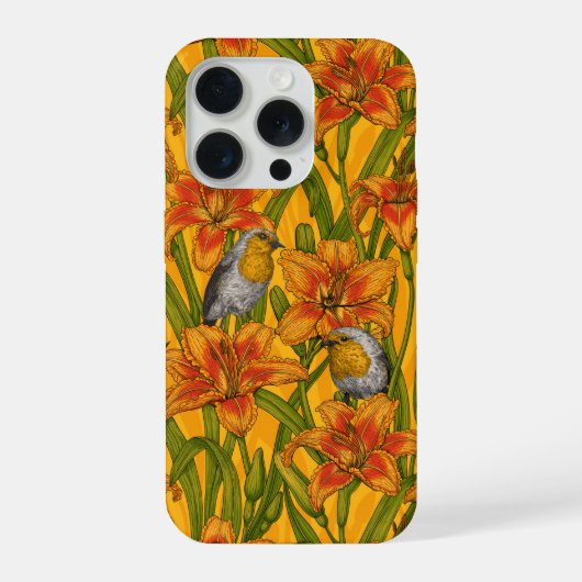 Robins et fleurs de lys, orange et vert (Verso)