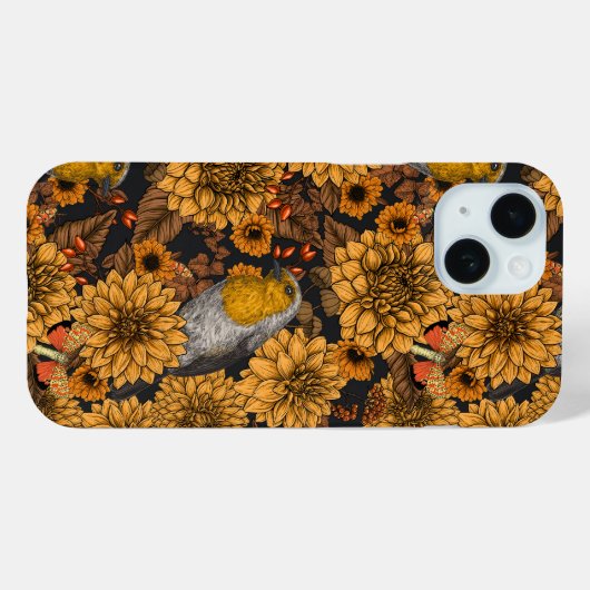 Robins in de herfsttuin, zwart Case-Mate iPhone case (Achterkant (horizontaal))