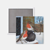 Robins in de sneeuw magneet (Voorkant / Achterkant)