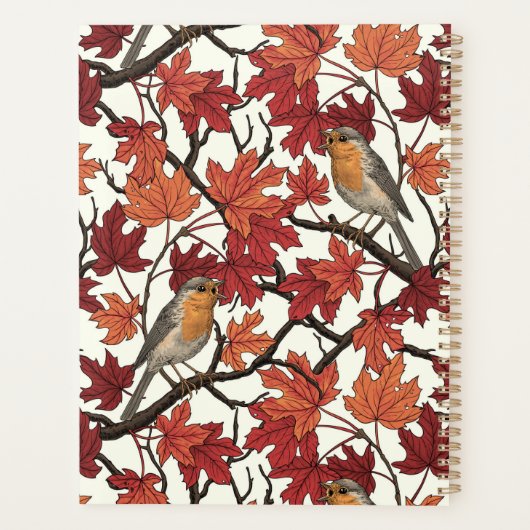 Robins in maple tree on off white (Dos)