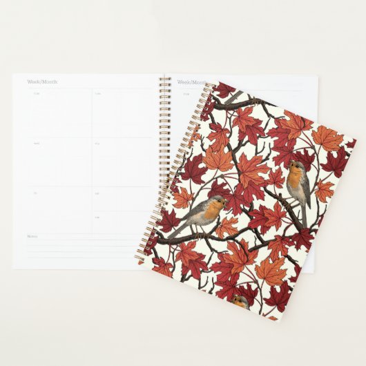 Robins in maple tree on off white planner (Display)