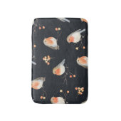 Robins, lijsterbessen, winterse waterverf. badmat (Voorkant Verticaal)