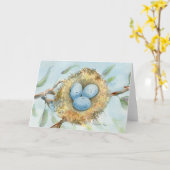 Robin's Nest Wenskaart Kaart (Gele Bloem)