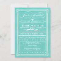 Robin's Oeuf Blue Poster Style Mariage Invitations