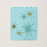 Robin's Oeuf Blue Starbursts Puzzle<br><div class="desc">Ce motif Robin's Oeuf Blue Iconic Atomic Starbursts Puzzle (en gros caractères) présente des étoiles atomiques emblématiques. C'est vrai ! L’ancienne école, arrière - plan de couleur bleu oeuf de robin avec des taches d’or, est la toile de fond idéale pour les cercles turquoise, apaisants et vert poire kitsch. Les...</div>