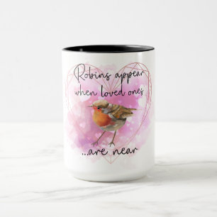 Robins verschijnen wanneer de geliefde nabij zijn mok