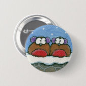 Robins Wearmuffs - Festive Robin Art Button (Voorkant /achterkant)