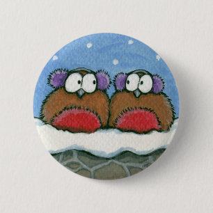 Robins Wearmuffs - Festive Robin Art Button