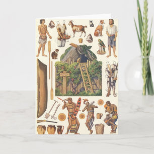 Robinson Crusoe, antieke Victoriaanse papieren pop Kaart