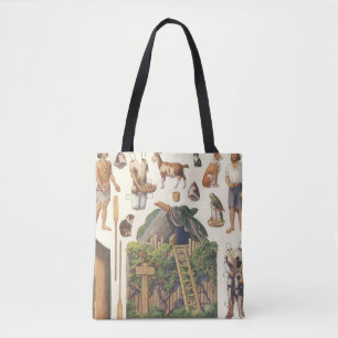 Robinson Crusoe, Vintage Victoriaanse papieren pop Draagtas