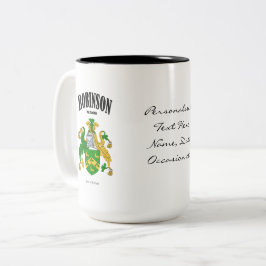 Robinson Family Crest, Vertaling & Betekenis Tweekleurige Koffiemok
