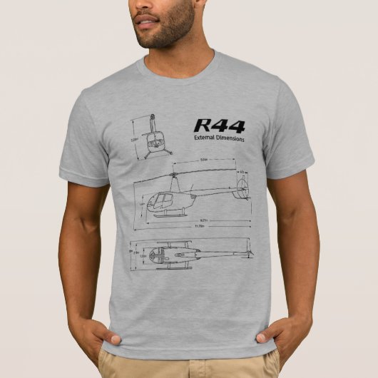 Robinson R44 Helikopter Bluprint T Shirt (Voorkant)