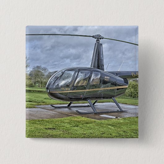 Robinson R44-helikopter Vierkante Button 5,1 Cm (Voorkant)