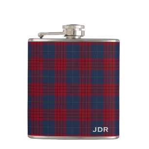 Robinson Tartan Monogram Marine Blauw en Rood Plai Heupfles