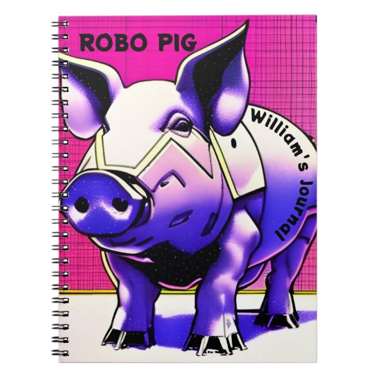 ROBO PIG Journal. Texte modifiable. Carnet (Devant)