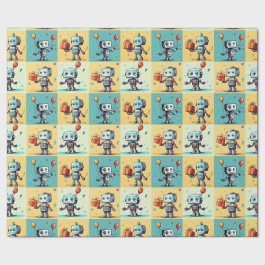 Robo Verjaardag Cadeaupapier (Zoom)