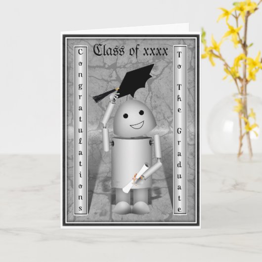 Robo-x9 Afstuderen - Petten weg in Viering Kaart (Gele Bloem)