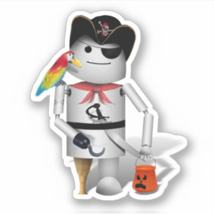 Robo-x9 Robot Piraat Halloween Sticker